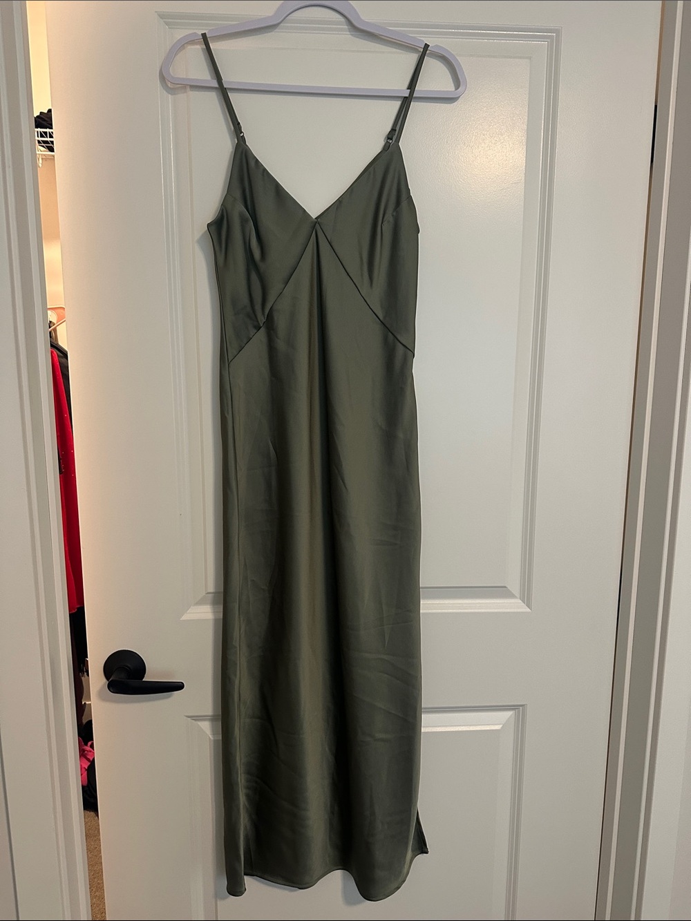 a new day Olive Green Satin Slip Maxi Dress